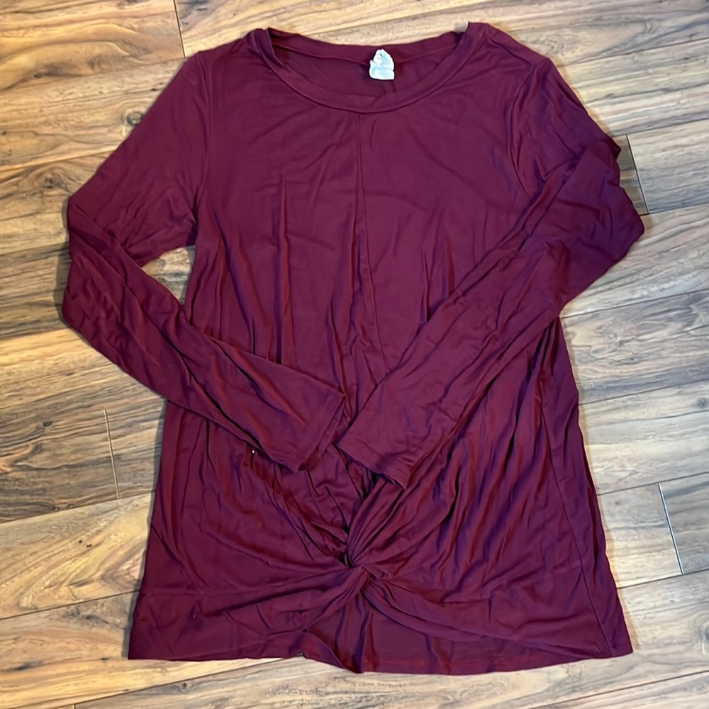 Maroon Long Sleeve Top.